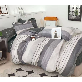 Pościel 200x220 flanelowa szare paski FL689